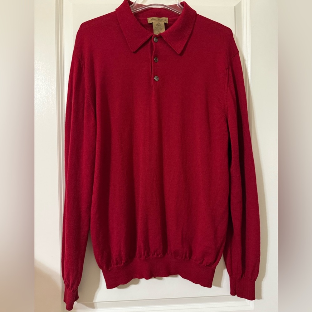 Mario Gilberti 100 Percent Pure Merino Wool Elegant Mens Red Sweater Size XL
